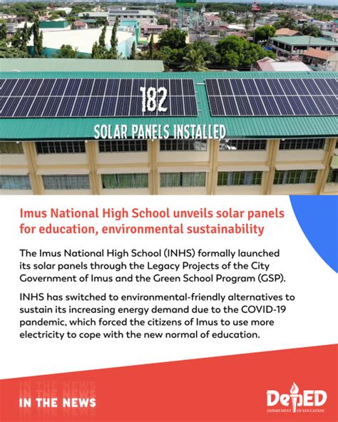 deped imus|Imus National High School unveils solar panels for education.